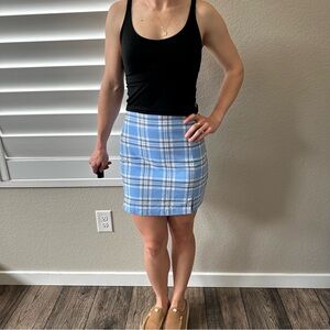 Brandy Melville Blue and White Mini Pencil Skirt